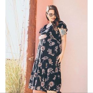 Black Floral Swing Dress Size Large